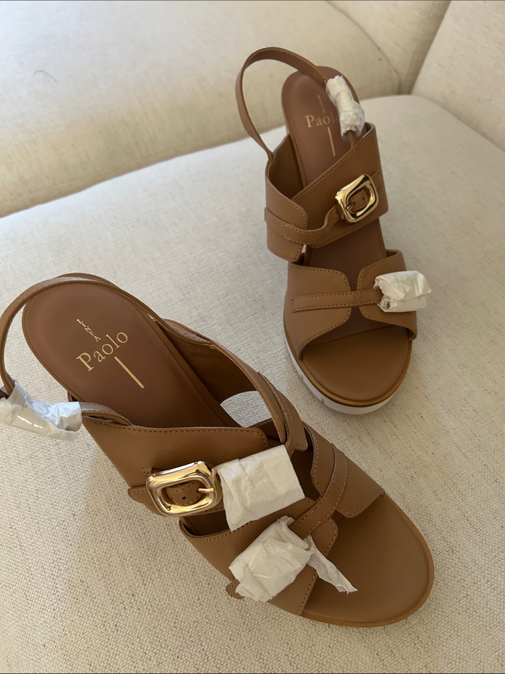 Linea Paolo Elvie Slingback Wedge Sandal, Tan, Size 11, NWT no box - Picture 4 of 10